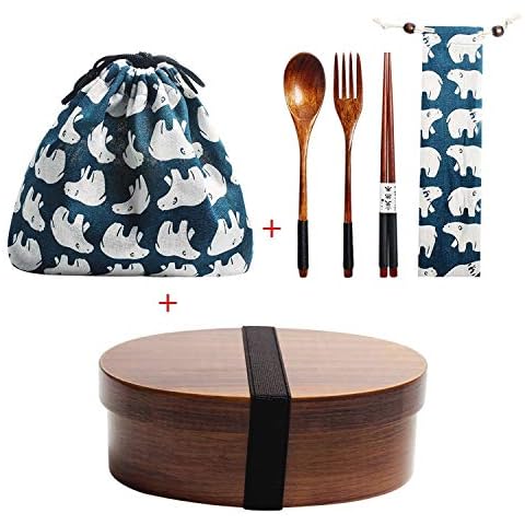 Holz Lunch Box japanische Bento Box Geschirr Set Cover
