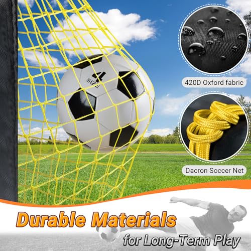 Happy Jump Pop-Up Fußballtore – 152x110 cm, 2 Tore, Schwarz Orange mit Ball, Pumpe, Hütchen & Zielscheibe | Komplettes Training-Set für Garten & Familie