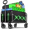 Wagons Carts Foldable - Collapsible Folding Wagon, Portable Folding Wagon Cart with Wheels, Outdoor Utility Carts for Groceries, Camping, Sports, Fishing, Shopping, Garden, Black