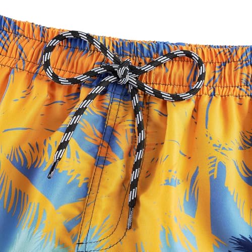 Image of Cozople Teen Boys Swim Trunks Size 14 16 Beachwear Swimsuit Stretchy Boxer Brief Liner Swim Shorts Hawaii Palm Tree Graphic Quick Dry UPF Beach Board Shorts for Teens Beachwear