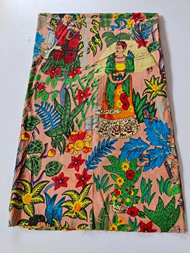 Image of Fashionmart Floral Printed Cotton Fabric Cloth Hand Block Print Fabric Women Material Running Jaipuri Hand Block Printed Women Dress Material Kurtis Natural 44 inch Inches Width 2.5 Meter (Pattern 37)