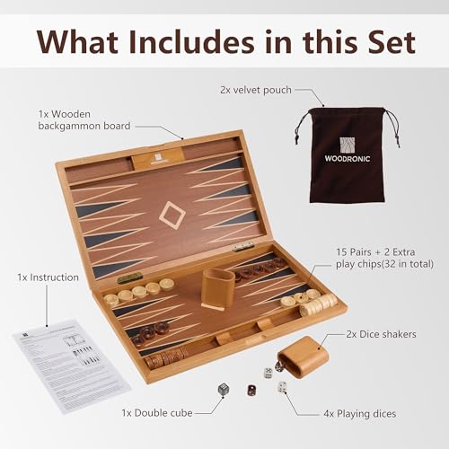 Set de Backgammon de Madera Clásico de 19 Pulgadas miniatura 3
