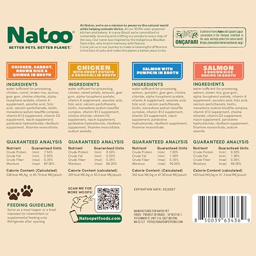Image of NATOO Dog Food Topper Variety Pack, 4 Flavors, 3oz Pouches, 12 Pack | For Picky Eaters, Protein Boost Mix-Ins, Wet Meal Toppers, Limited Ingredient, For Dogs and Puppies