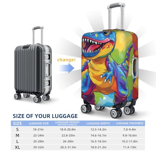 Adorable Dinosaur Cartoon Elastic Travel Luggage Covers Dustproof Scratch-Resistant Suitcase Protector Fit 22-24 Inch4
