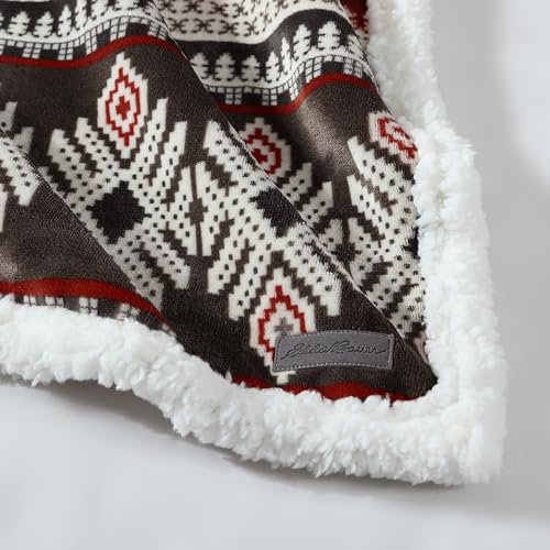 Image of Eddie Bauer - Throw Blanket, Brushed Fleece & Plush Sherpa Soft Bedding, Blanket for Couch & Bed (Sycamore Red, 50 inch x 60 inch)