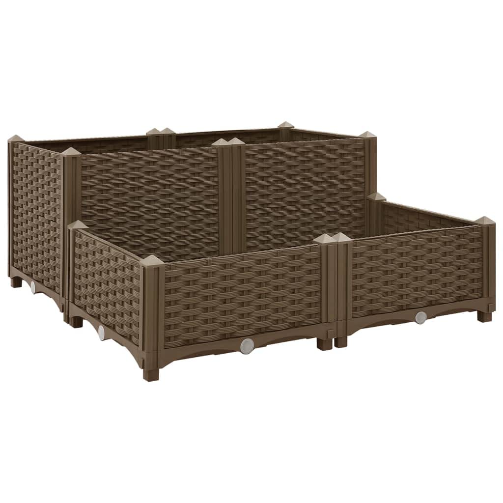Vidaxl Brown Raised Flower Bed In Polypropylene - Durable And Spacious Planter For Gardens, Balconies, And Patios