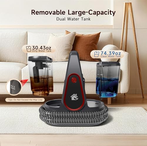 Image of WURESE Portable Carpet Cleaner Machine, 17KPa Powerful Upholstery & Spot Cleaner for Pet Stains, Couches, Stairs & Car Seats - Handheld Deep Cleaner with Self‑Cleaning System & 2 Brushheads, FogGray