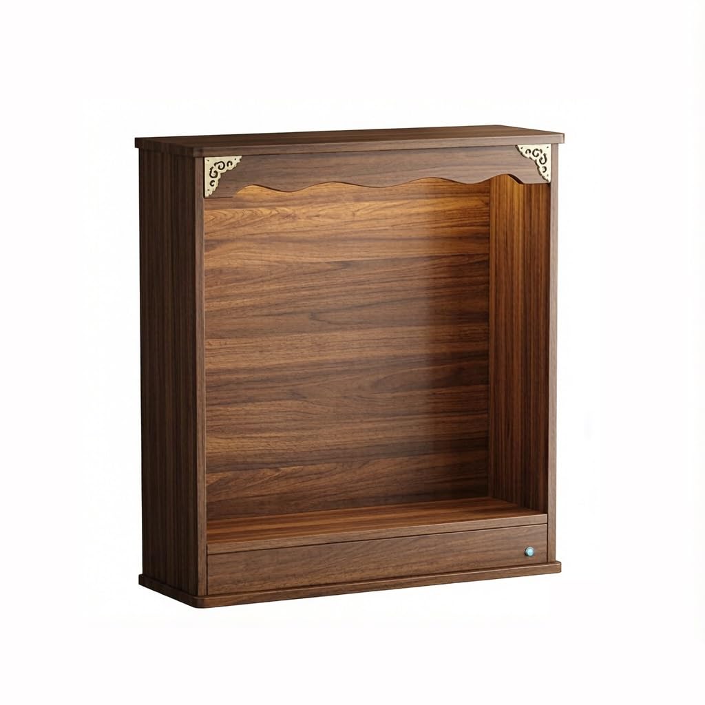 Cenz-888 buddha statue display table Solid Wood Altar Cabinet LED-Lit Zen Shrine(Small)