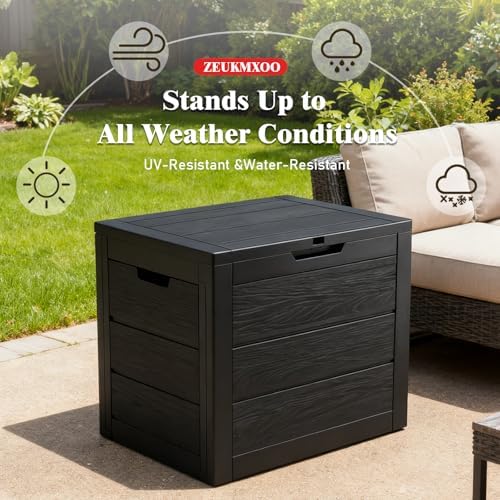 ZEUKMXOO 35 Gallon Outdoor Storage Box Waterproof,Deck Boxes Outdoor Waterproof,Resin Deck Box Delivery Boxes for Outside for Package Delivery,Patio Cushions,Gardening Tools,UV Resistant — view 4