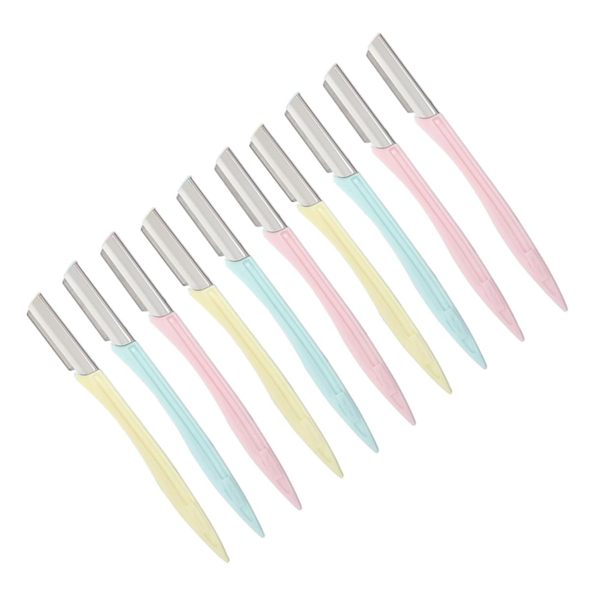 PLAFOPE Long Handle Eyebrow Shaper Stainless Steel Razor Set Portable Makeup Beauty Tool for Clean Neat Brows