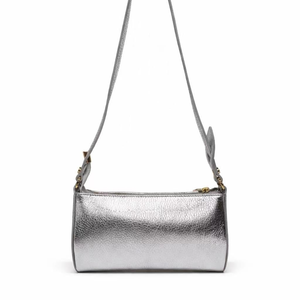 Generico Pochette Donna in Vera Pelle Made in Italy, Borsa Piccola Elegante con Zip e Tracolla Rimovibile, Pochette Donna da Sera o Cerimonia, 23 x 13 x 5,5 cm
