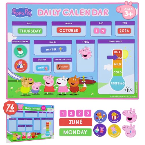 Peppa Pig My First - Calendario magnético para niños - Aprendizaje Atractivo, horario Reutilizable y Divertida Tabla de tareas - Rutina Diaria Colorida Pared o refrigerador, Aprendizaje