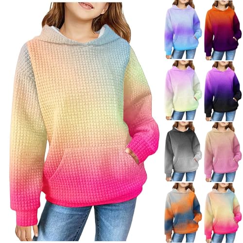 Cute Hoodies for Teen Girls Trendy Preppy Waffle Hooded Sweatshirts Oversized Long Sleeve Sweater Tween Girl Clothes2