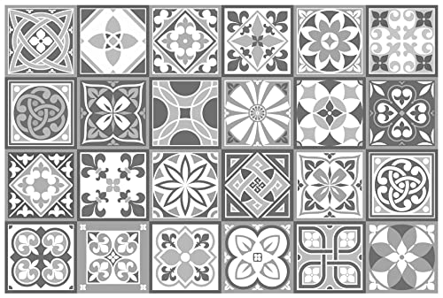 WALPLUS Purbeck Lot de 24 autocollants muraux en vinyle pour carrelage de cuisine Gris pierre 15 cm