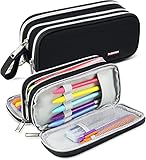 HOOMIL Federmäppchen, Große Kapazität Unisex Mäppchen Federtasche mit Reißverschluss für Teenager Mädchen Jungen - Schwarz