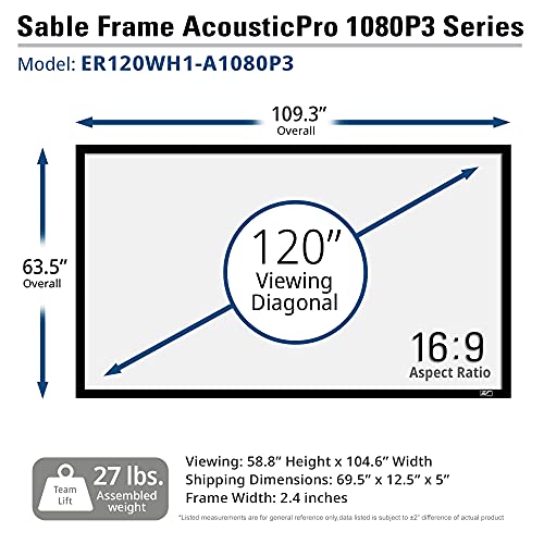 Image of Elite Screens Sable Frame, 120-inch 16:9, Moire-Free, Sound Transparent Fixed Frame Projection Projector Screen, ER120WH1-A1080P3
