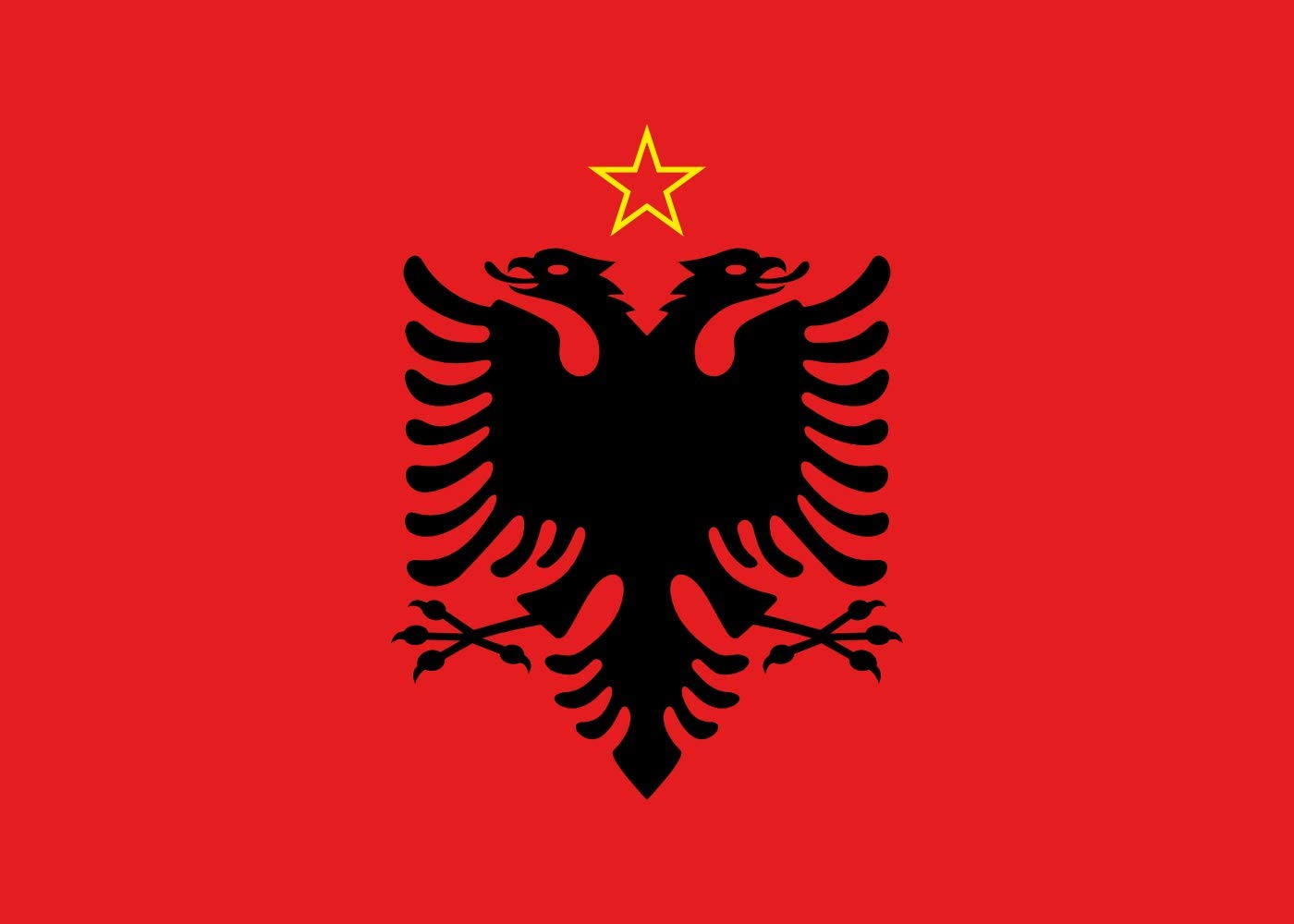 Drapeau Albanie 1946-1992 grand format rouge vif avec aigle modifié pour collection