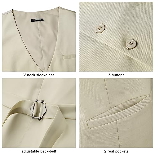 Image of Enlision Men's Suit Vest Business Formal Dress Waistcoat Solid Color Vest for Suit or Tuxedo