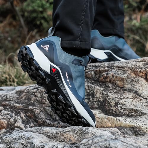 Image of HUMTTO Women's Waterproof Hiking Shoes Lightweight Breathable Outdoor Trail Shoes Trekking Sneakers Dark Grey