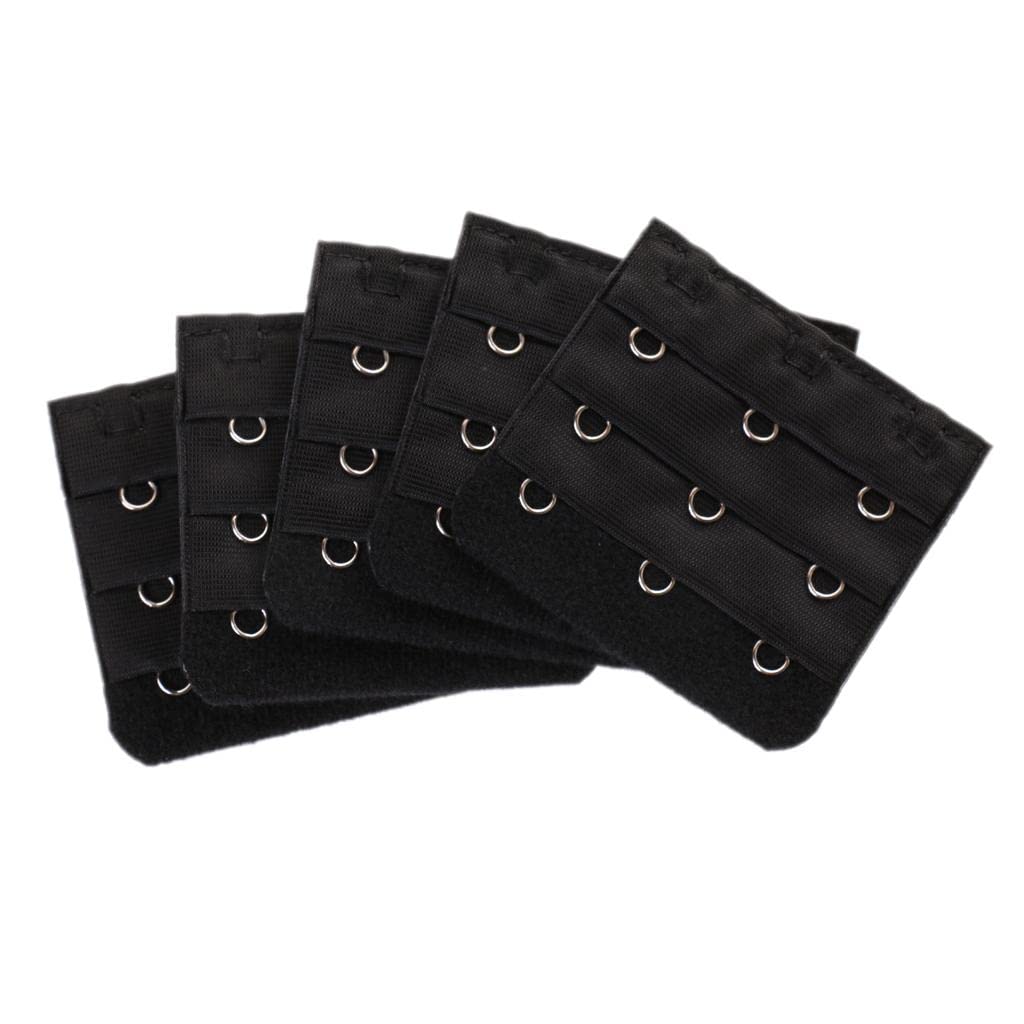4x5pcs Elastic Bra Strap Extension Bra Extenders 3x 3 Hook Black-image-47