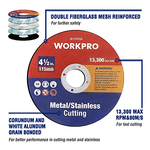 Workpro W124783 10-Pack Cut-Off Wheels, 4-1/2 X 7/8-Inch Metal&Stainless Steel Cutting Wheel thumb #3