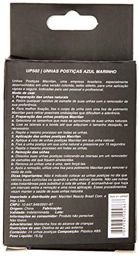 Macrilan Unhas Postiças Estilo Stiletto - Azul Marinho - Up502