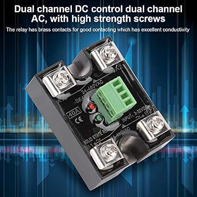 Solid State Relay Dual Channel DC Control Dual Channel AC Single Phase SSR 24-480VAC Solid State Relay 58 x 44 x 28mm(40A)