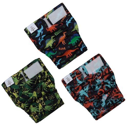 Image of CuteBone Washable Dog Diapers Female No Tail Hole 3 Pack Reusable Doggie Period Training Pants for Docked-Tail Frenchie French Bulldog Boston Terrier Without Tail WWD24XS
