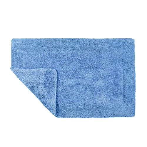 Allure Heavyweight Reversible Bath Mat, 100% Cotton, Super soft, Washable, Large Size 53cm x 85cm (Cornish Blue)