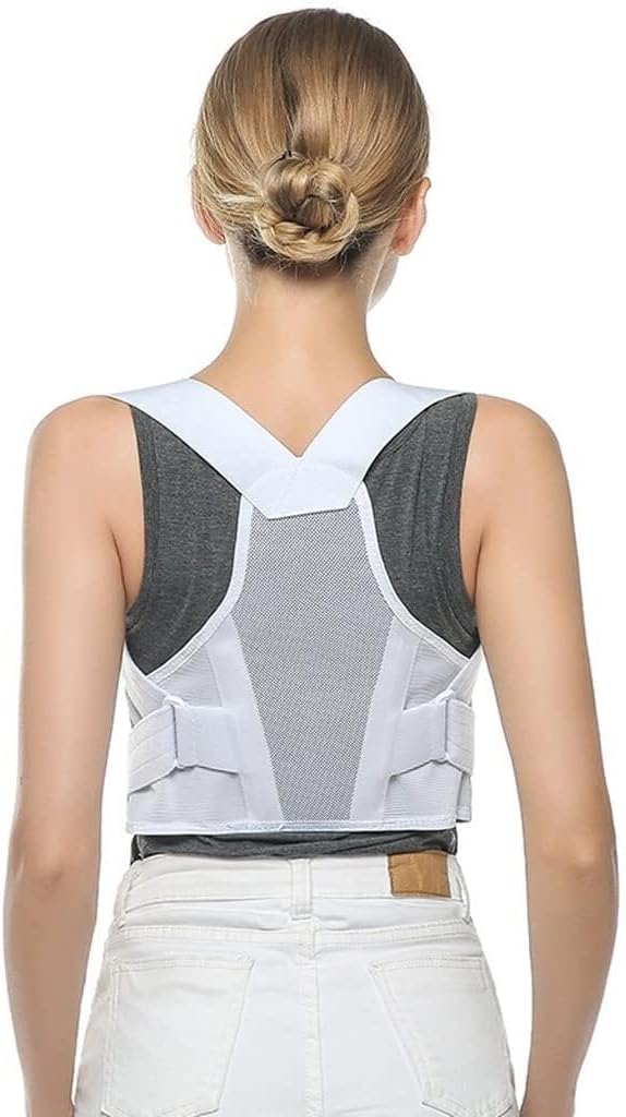 Student Corrector Belt for Men & Women, Anti-Hunchback Summer Breathable Back Support, Adjustable Chest Correction Belt,White-70cm