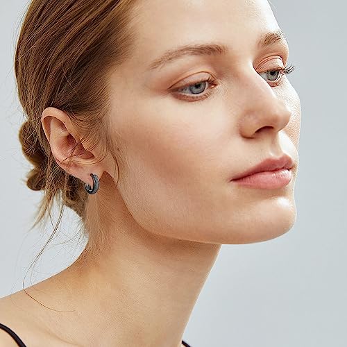 Pendientes de aro negros góticos en plata 925, el regalo de joyería ideal 6