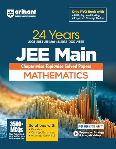 Image of Arihant 24 Years JEE Main Physics, Chemistry and Maths Chapterwise Topicwise PYQ with 3500+ MCQ, Verified Answer by NTA, Solution with Key Idea, ... Level Sorting of PYQ | For exam 2025-26
