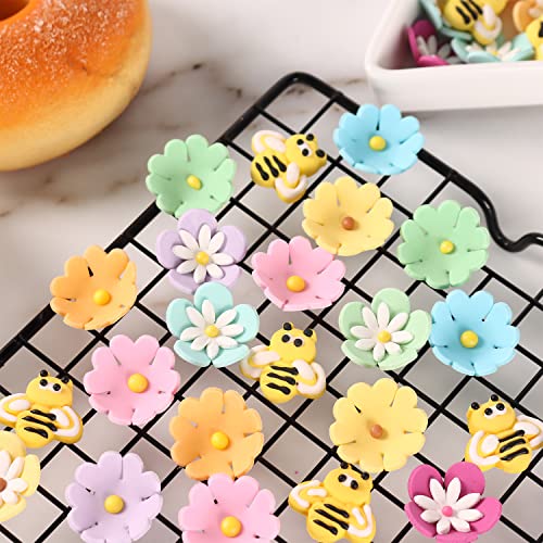 Edible Bee Cake Decorations, Flower Cake Decorations, Royal Edible Bees For Cupcakes, Bake Cakes, Cookies, Macaron, Waffles, And Ice Cream. #TOP3