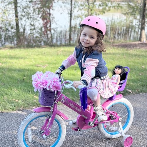 Image of JOYSTAR Little Daisy Kids Bike for Girls Boys Ages 2-7 Years, 12 14 16 Inch Girls Bikes with Doll Bike Seat & Streamers, Boys Bike with Flag & Number Plate, Multiple Colors