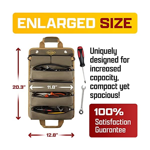 The Ryker Bag Werkzeug-Organizer – kleine Werkzeugtasche mit abnehmbaren Taschen, robuste aufrollbare Werkzeugtasche mit… – Bild 6