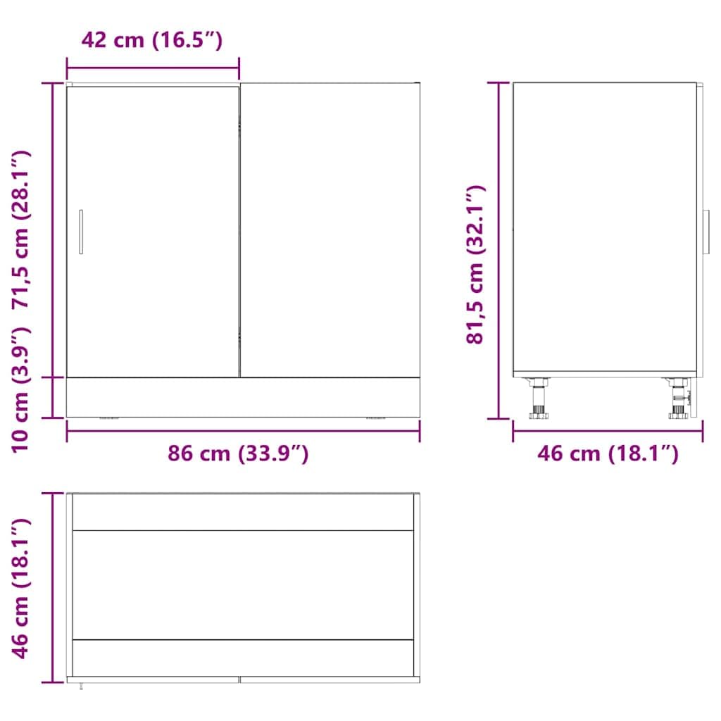 Armadio angolare da cucina nero effetto quercia in legno 86 x 46 x 81,5 cm con anta, ampio spazio per cucina, sala da pranzo e dispensa, versatile armadio multiuso
