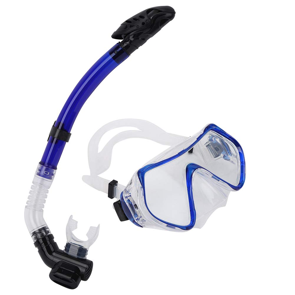 Máscara de Buceo con Marco Grande, Gafas de natación, Gafas antivaho para esnórquel, Tubo de respiración seco Impermeable para Nadar en o Negro