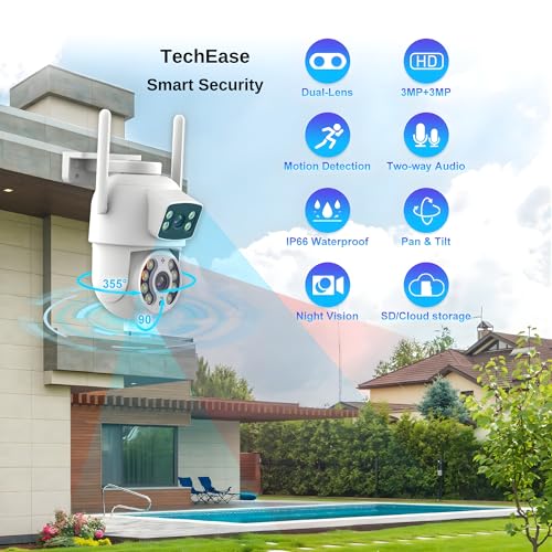 Image of TechEase CCTV Camera for Home Office (Dual Lens)