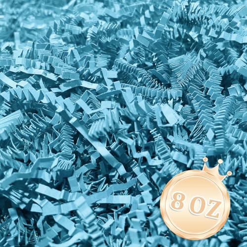 Image of 1 /2LB Deep Blue Crinkle Cut Paper Shred Filler Great for Gift Wrapping, Deep Blue Basket Fillers, Birthday, Gift Wrapping, Anniversary, Halloween Thanksgiving Christmas Party Decor Filling Supplies