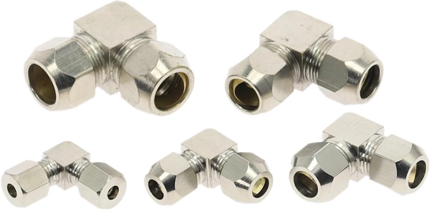 1pcs Compression Fitting Brass Oil Pipe Fitting 4mm 6mm 8mm 10mm 12mm 14mm Pipe OD Elbow 90 Degrees Single Ferrule Tube Pipe Fittings Connector(12mm to 12mm)