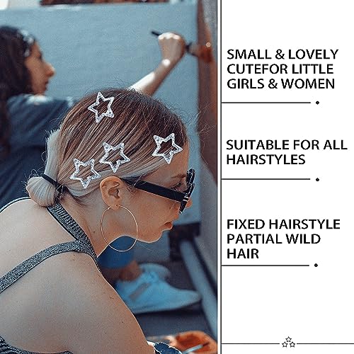 10 Pinzas de Pelo de Metal Brillantes para Niñas y Mujeres - Clips de Estrella Y2K 2000s y Accesorios Antideslizantes para Cabello Fino y Grueso miniatura 4