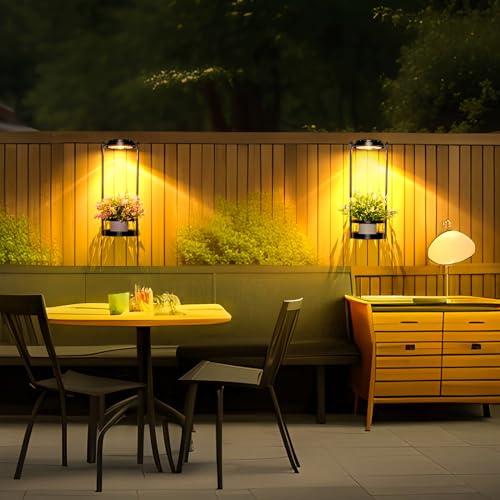 Lampes solaires pour jardinières extérieures CNAPXAIA et supports de plantes suspendus pour balcon