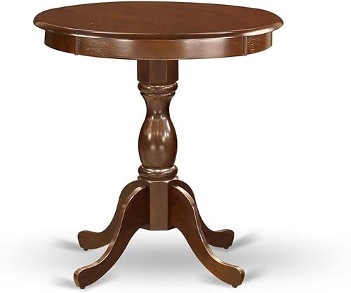 Miniatura 2 de East West Furniture ESEN3-MAH-18 Eden - Juego de comedor de 3 piezas para espacios pequeños, contiene una mesa de comedor redonda con pedestal y 2