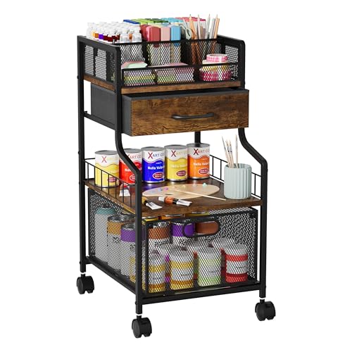 SWTYMIKI Under Desk Storage Cart- Art Storage Cart with Drawers