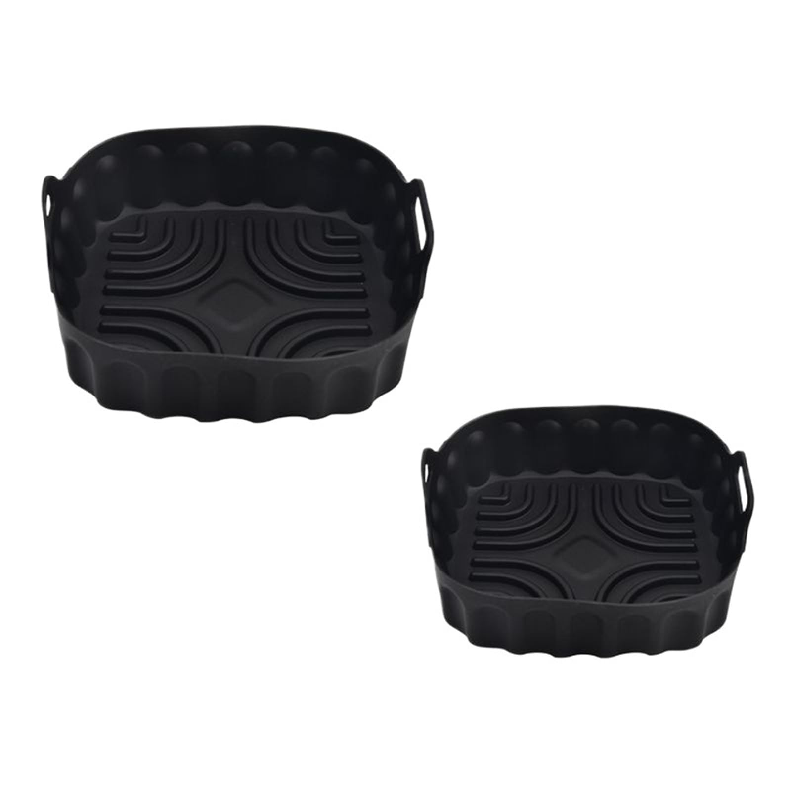 Luftfritteusen-Silikon-Backblech, wiederverwendbare quadratische Silikonform, Mikrowellen-Pads, Backmatte, Topftablett(Black)