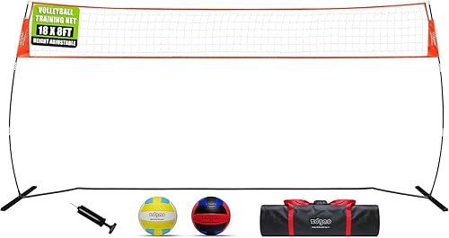 Miniatura 9 de Red de entrenamiento de voleibol portátil de 12 pies/18 pies para golpear o servir taladros, red de práctica independiente para exteriores e