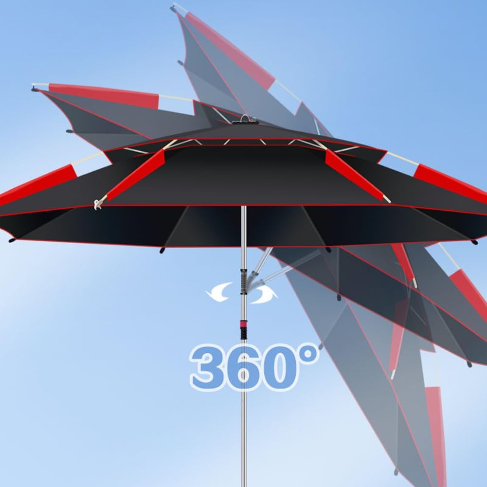 Sombrilla de Playa Antiviento, Sombrilla de Jardín Exteriores Protección UV, Inclinación Giratoria 360°, Parasol con Estaca y Bolsa de Transporte