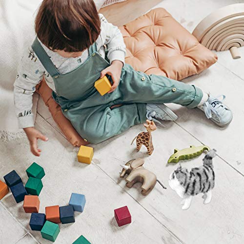 ABOOFAN Cinza Escuro Estatueta de Gato de Pelúcia Gato Modelo Mesa Mesa Gato Em Miniatura Animal Bri