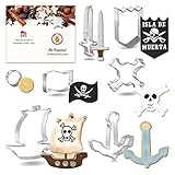 Foose Cookie Cutters 7 Piece Birthday Pirate Cookie Cutter Set Ship, Flag, Skull & Crossbones, USA