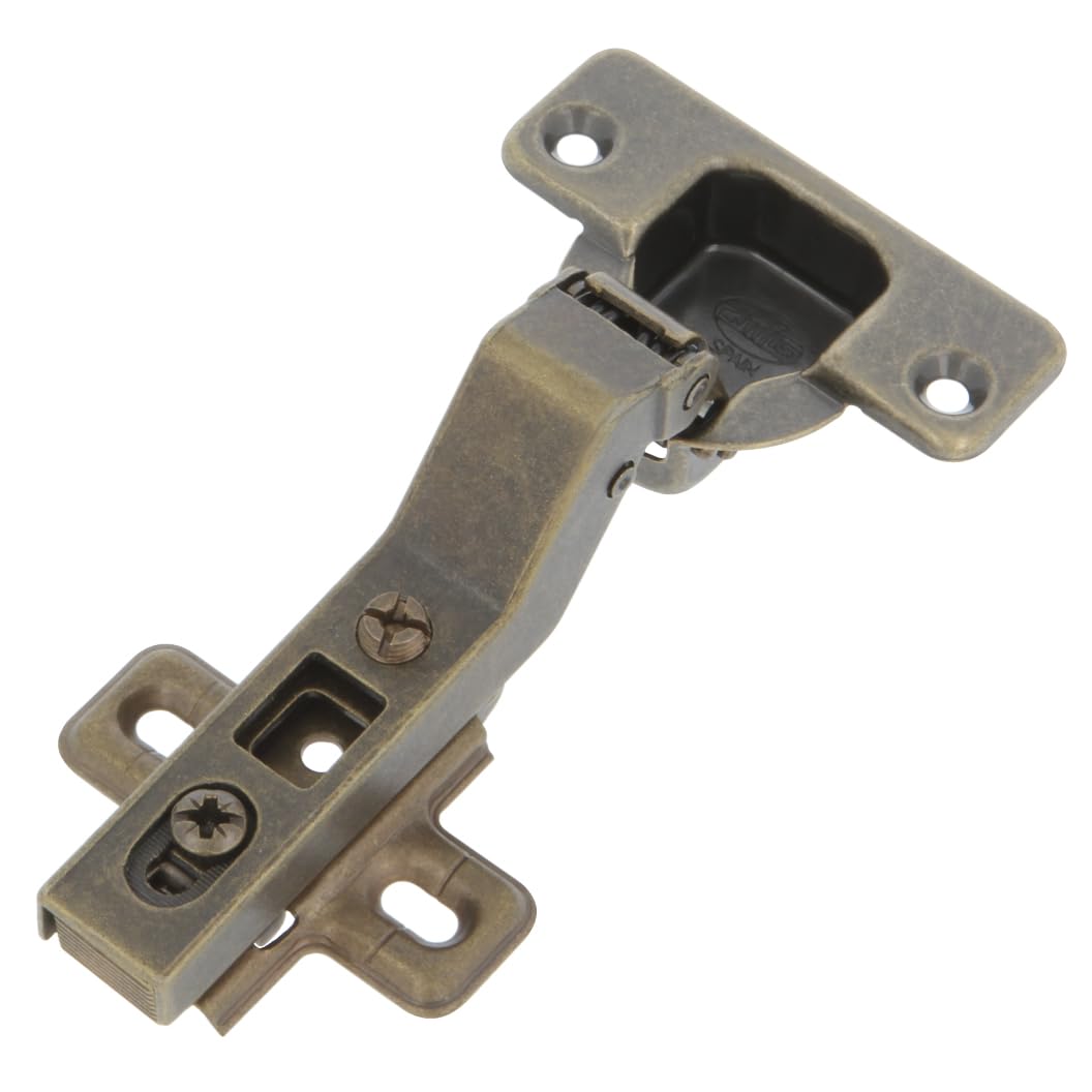 Amig - Pack 20 Bisagras, Cazoleta Recta, Ø35 mm, Con Pestillo de Apertura Rápida, Distancia entre Agujeros de 48 mm, Chaflán +30°, Para Muebles de Cocina, Acero Cuero